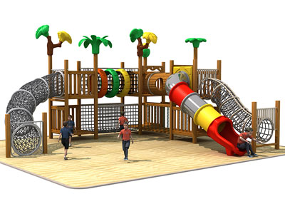 Wooden Play Area Equipment with Rope Tunnel GZ-004